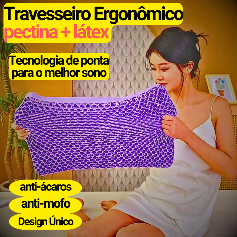 Tec Pillow - Travesseiro Ergonômico de Pectina + Látex [anti-alérgico]