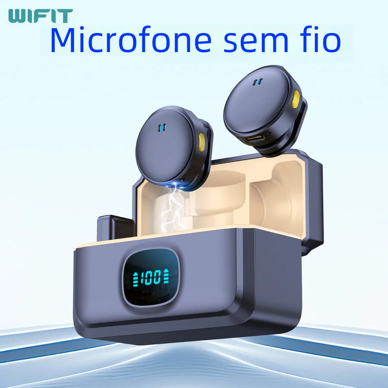 Microfone tipo lapela - sem fio - com chip 2.4G e estojo de carregamento - receptor de redução de ruído duplo para gravação de vídeo