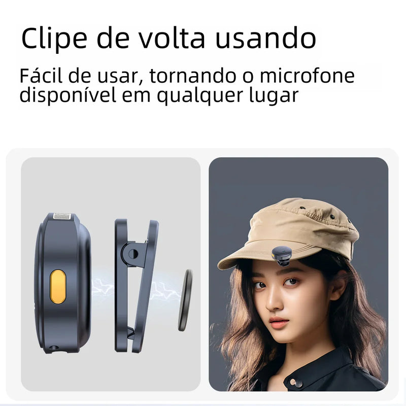 Microfone tipo lapela - sem fio - com chip 2.4G e estojo de carregamento - receptor de redução de ruído duplo para gravação de vídeo