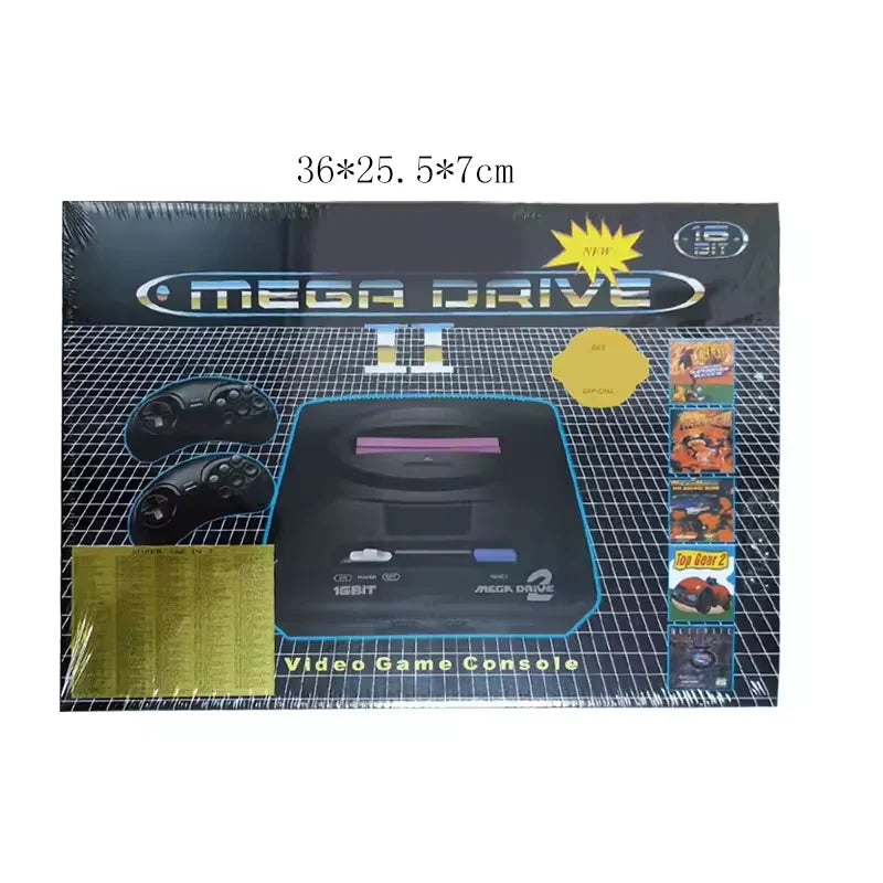 Videogame retrô de 16 bits - Sega Mega Drive 2 - Console MD antigo (inclui 5 jogos na memória)